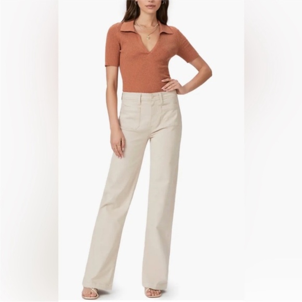 PAIGE Leenah High Rise Wide Leg Jeans in Vintage Soft Sand